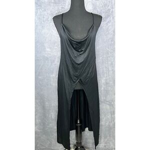 Anthropologie Dress Cowl Neck Sleeveless High Slit‎ Black Dress S